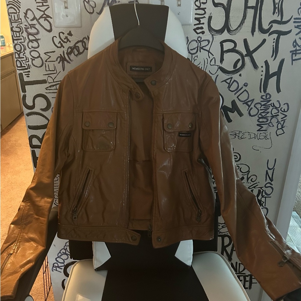Vintage Members Only Tan Leather Jacket